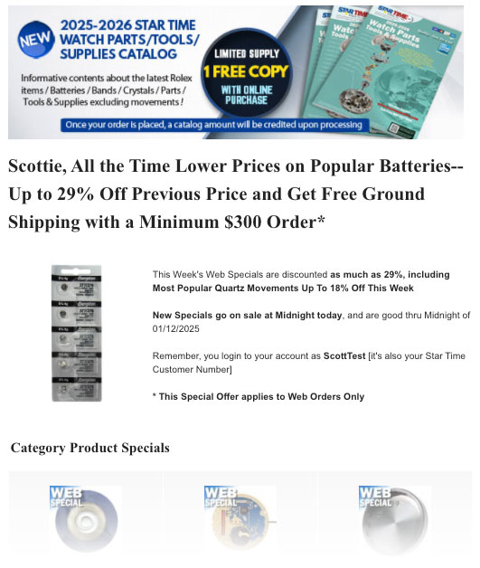 Star Time Supply weekly email blast promotion