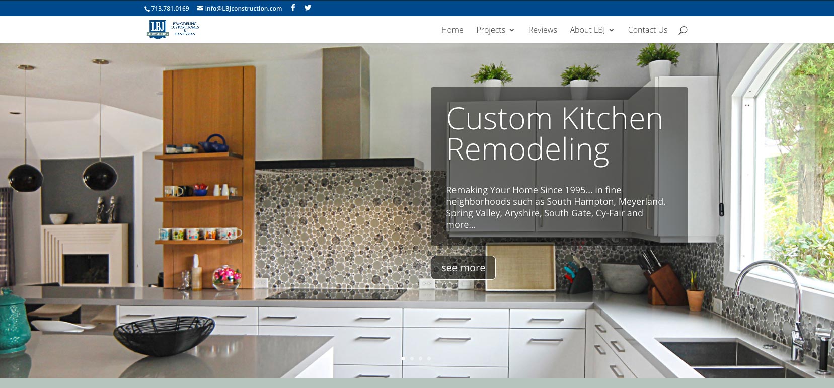 LBJ Construction custom home builder website
