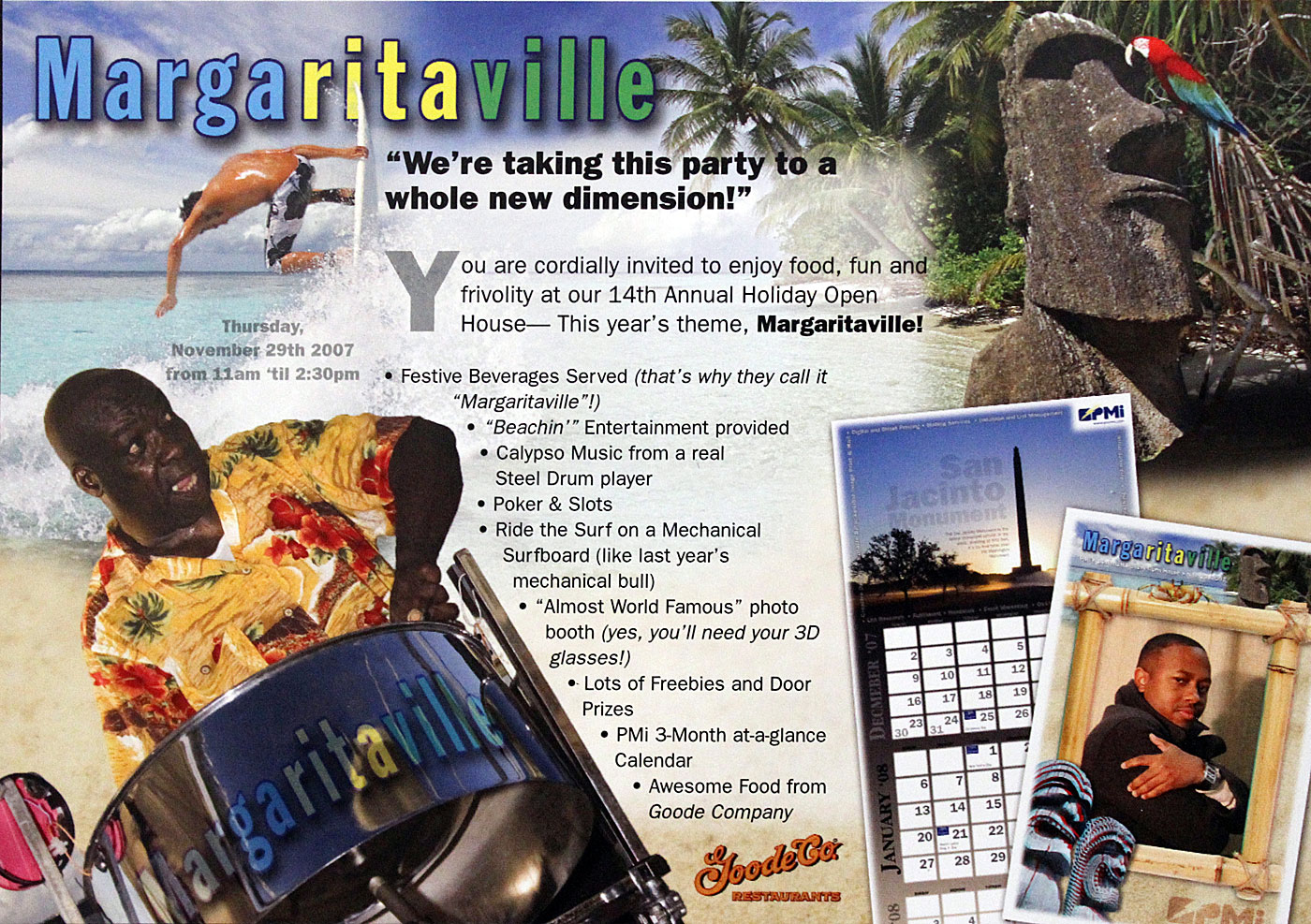 Margaritaville themed open house invitation with 3D glasses